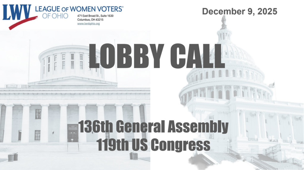 Title slide for 12/9/2025 lobby call